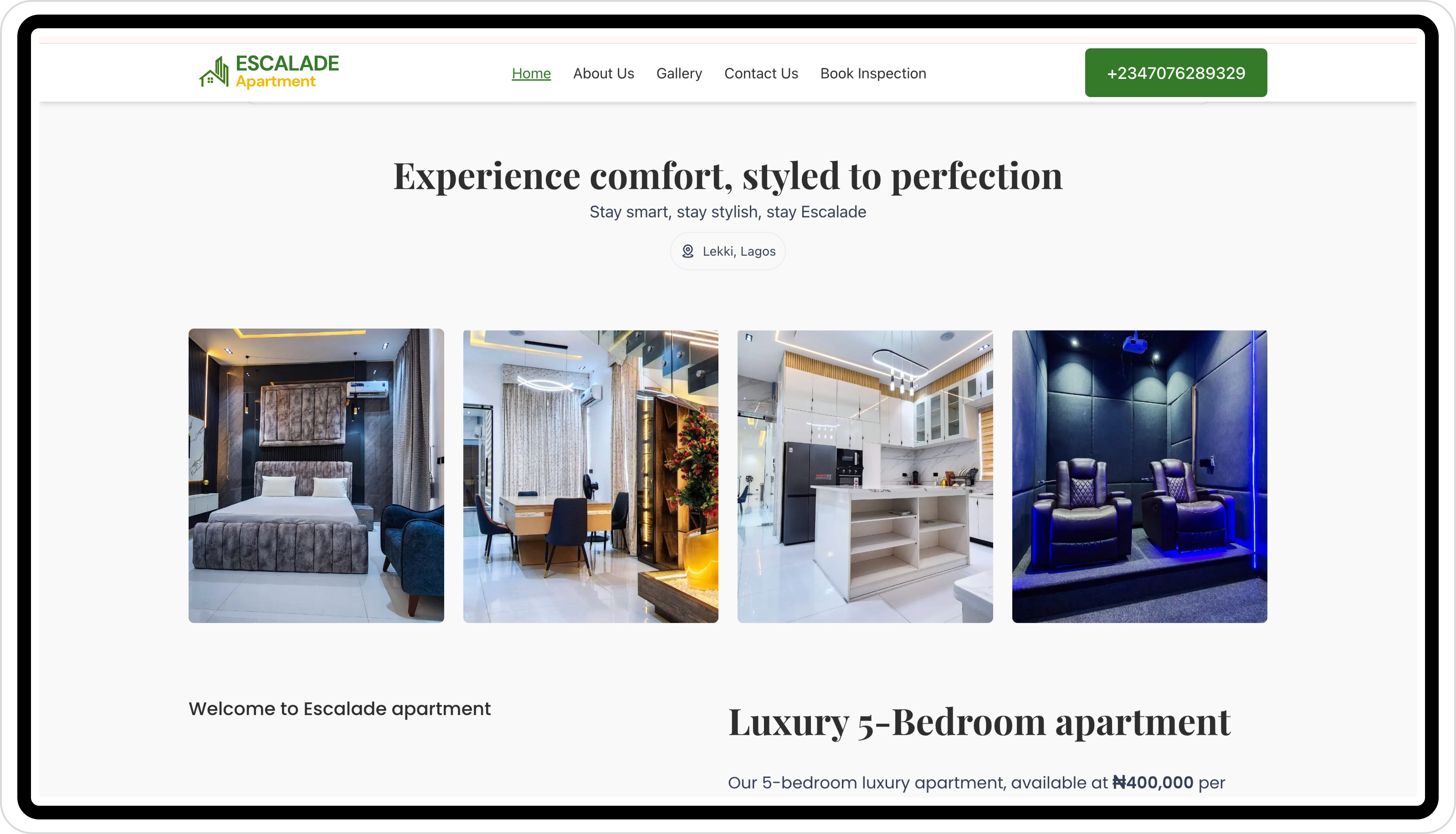 Escalade Homes website